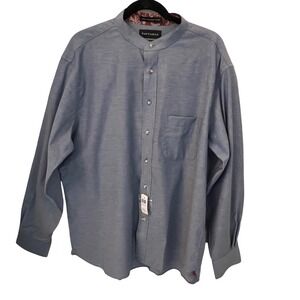 Paul Fredrick NWT Mens XL Royal Blue Band Collar Long Sleeve Shirt Dress